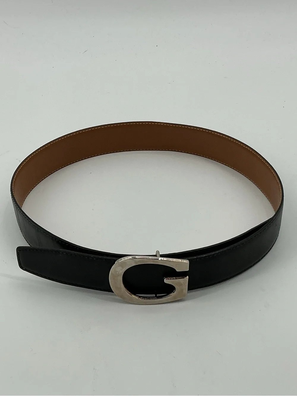 Gucci Reversible G Buckle Leather Belt Black Brown 70/28